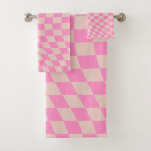 Controleer het patroonpeach en het roze preppy che bad handdoek