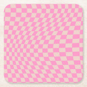 Controleer het patroonpeach en het roze preppy che kartonnen onderzetters (Voorkant)