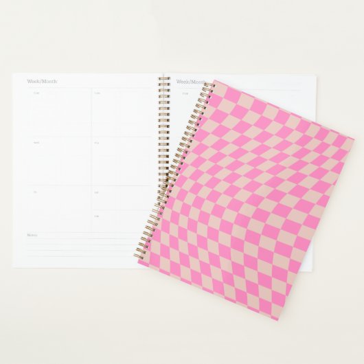 Controleer het patroonpeach en het roze preppy che planner (Display)