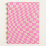 Controleer het patroonpeach en het roze preppy che planner<br><div class="desc">Retro Gecontroleerd patroon - perzikkleurig en roze verdraaide vinkbord / golvend en gevarieerd dambord.</div>