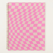 Controleer het patroonpeach en het roze preppy che planner (Voorkant)