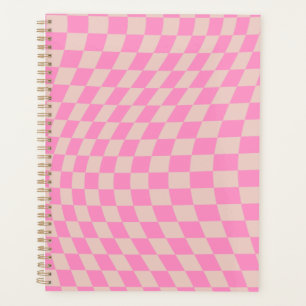 Controleer het patroonpeach en het roze preppy che planner