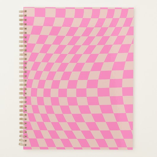 Controleer het patroonpeach en het roze preppy che planner (Voorkant)