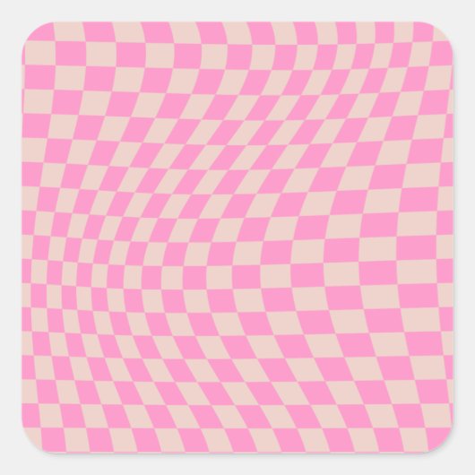 Controleer het patroonpeach en het roze preppy che vierkante sticker (Voorkant)