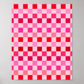 Controleer het roze en rode schaakbord poster (Voorkant)