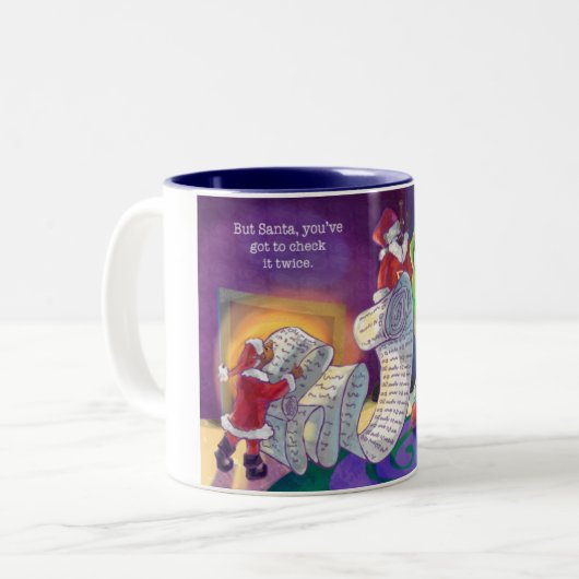 Controleer het tweemaal tweekleurige koffiemok (Voorkant links)