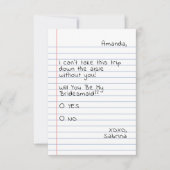 Controleer Ja of Nee Notepaper Bridesmaid Voorstel (Voorkant)