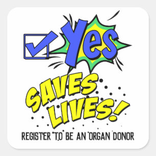 Controleer ja om levens te redden, Donor Awareness Vierkante Sticker