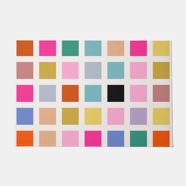 Controleer kleurrijk Medio Century geometrisch dam Deurmat (Voorkant)