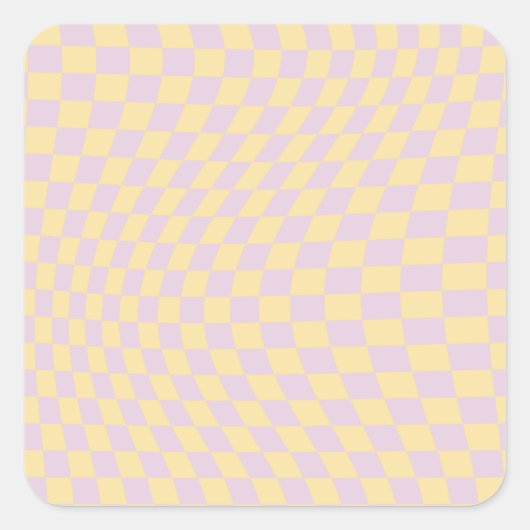 Controleer Lila Geel Checkerboard Gecontroleerd Pa Vierkante Sticker (Voorkant)