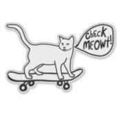 CONTROLEER MEOWT! Cat Black White Sticker (Voorkant)