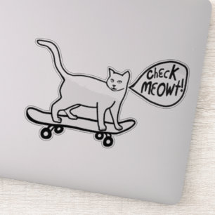 CONTROLEER MEOWT! Cat Black White Sticker