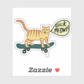 CONTROLEER MEOWT! Cat Cute Skateboarding Tabby Cat Sticker (Vel)