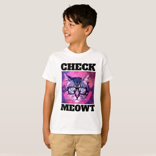 CONTROLEER MEOWT FUNNY CAT BOYS KINDER T-SHIRS T-SHIRT (Voorkant volledig)