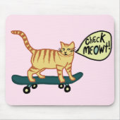 CONTROLEER MEOWT Skateboarden Tabblad Kat Roze Muismat (Voorkant)