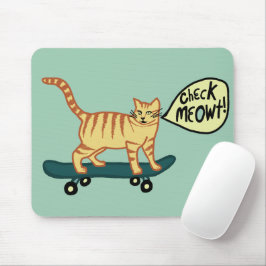 CONTROLEER MEOWT Skateboarden Tabby Cat Green Muismat