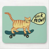 CONTROLEER MEOWT Skateboarden Tabby Cat Green Muismat (Voorkant)