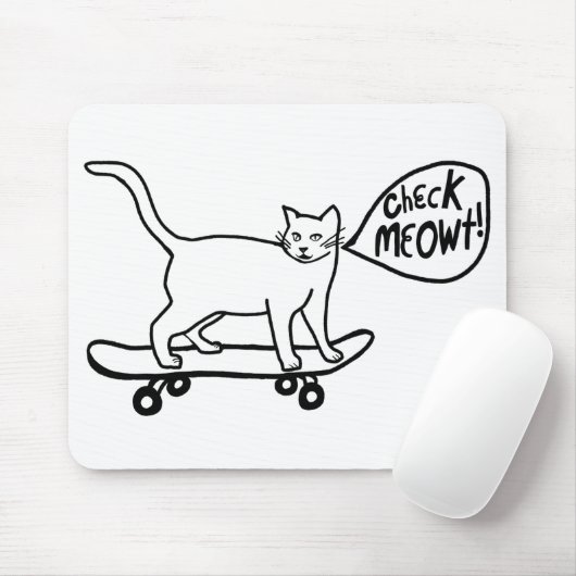 CONTROLEER MEOWT Skateboarding Cat Muismat (Met muis)