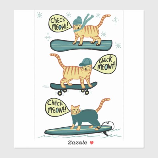CONTROLEER MEOWT! Surf Snowboard met tabby Cat Ska Sticker (Vel)