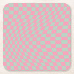 Controleer Patroonafbeelding groen en roze checkbo Kartonnen Onderzetters<br><div class="desc">Retro Gecontroleerd patroon - groen en roze twisted check/wavy en gevarieerd dambord.</div>