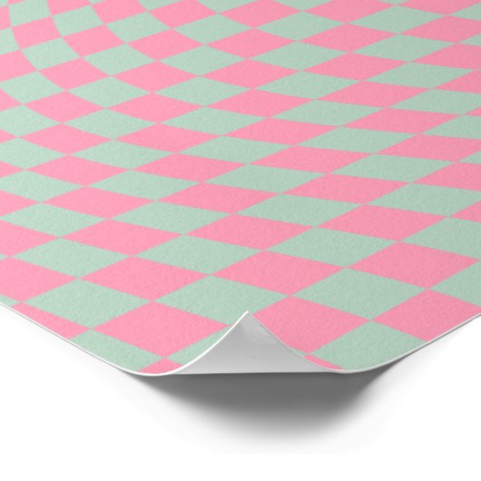 Controleer Patroonafbeelding groen en roze checkbo Poster (Hoek)