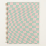 Controleer Patroonplaat groen en beige checkboard Planner<br><div class="desc">Retro Gecontroleerd patroon - sage groen en beige twisted check/wavy en kromp dambord.</div>