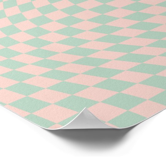 Controleer Patroonplaat groen en beige checkboard Poster (Hoek)
