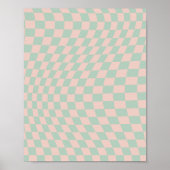 Controleer Patroonplaat groen en beige checkboard Poster (Voorkant)