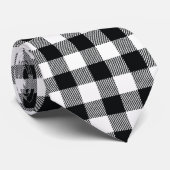 Controleer Plaid Black and White Stropdas (Opgerold)