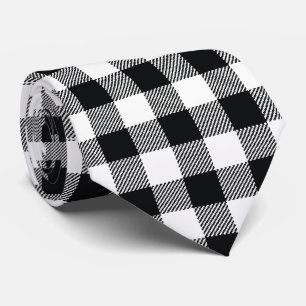 Controleer Plaid Black and White Stropdas