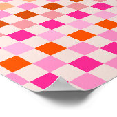 Controleer roze en Oranje dambord Poster (Hoek)