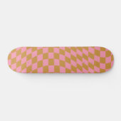 Controleer roze Mustard Checkerboard van het Patro Persoonlijk Skateboard (Horizontaal)