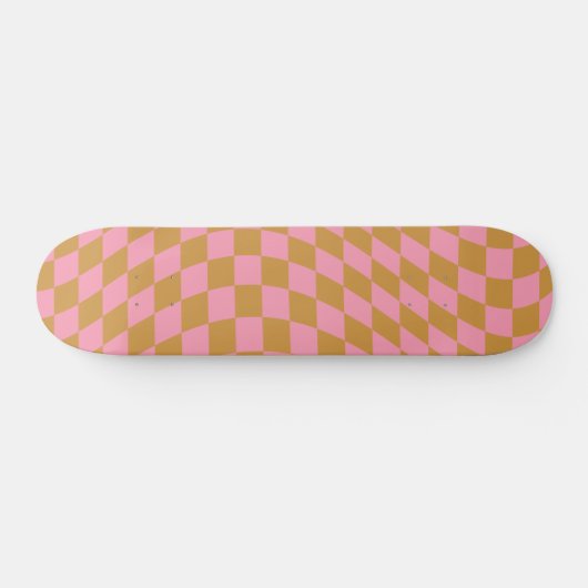 Controleer roze Mustard Checkerboard van het Patro Persoonlijk Skateboard (Horizontaal)