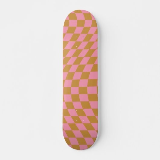Controleer roze Mustard Checkerboard van het Patro Persoonlijk Skateboard (Voorkant)