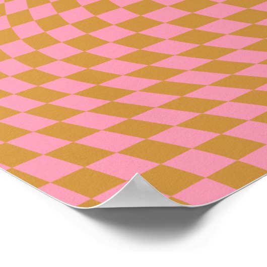 Controleer roze Mustard Checkerboard van het Patro Poster (Hoek)