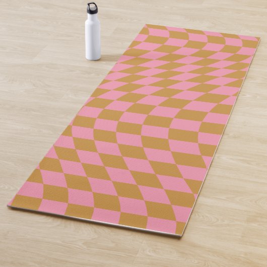 Controleer roze Mustard Checkerboard van het Patro Yogamat (In situ)
