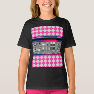 Controleer strepen Harlequin gemengd patroon ontwe T-shirt
