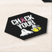 Controleer uw boe bijen Funny Breast Cancer Hallow Kartonnen Onderzetters (Schuin)