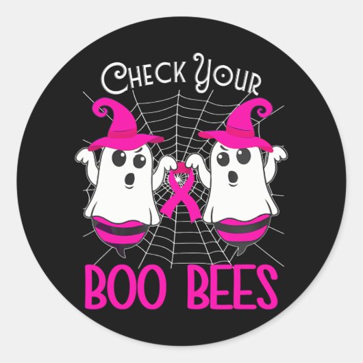 Controleer uw boe bijen Funny Breast Cancer Hallow Ronde Sticker (Voorkant)