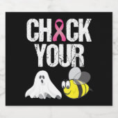 Controleer uw boe bijen Funny Breast Cancer Hallow Sparkling Wijnetiket (Enkel label)