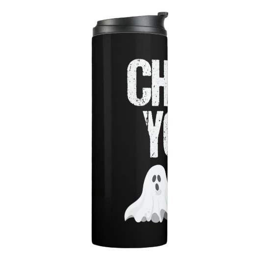 Controleer uw boe bijen Funny Breast Cancer Hallow Thermosbeker (Gedraaid links)