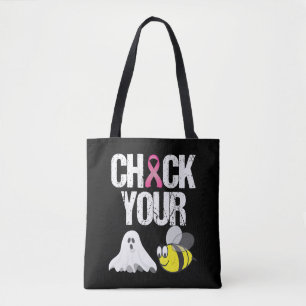 Controleer uw boe bijen Funny Breast Cancer Hallow Tote Bag