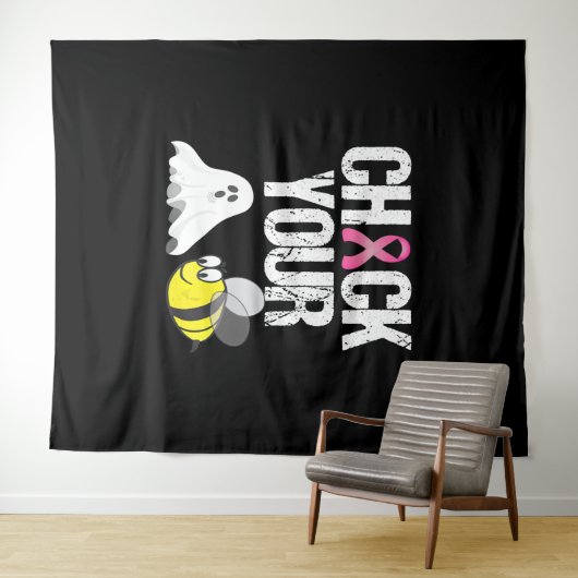 Controleer uw boe bijen Funny Breast Cancer Hallow Wandkleed (In Situ (horizontaal))