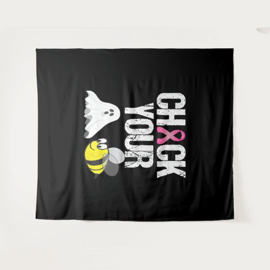 Controleer uw boe bijen Funny Breast Cancer Hallow Wandkleed (Voorkant (horizontaal))