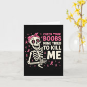 Controleer Uw Borst Halloween Roze Lint Vrouwen Kaart (Gele Bloem)