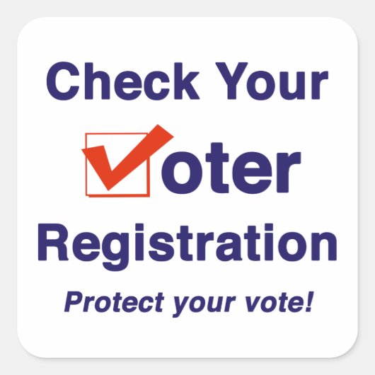Controleer uw kiezersregistratie 2024-verkiezing vierkante sticker (Voorkant)