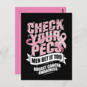 Controleer uw PECS-Mannen Borstkanker Bewustzijn Briefkaart (Voorkant / Achterkant)