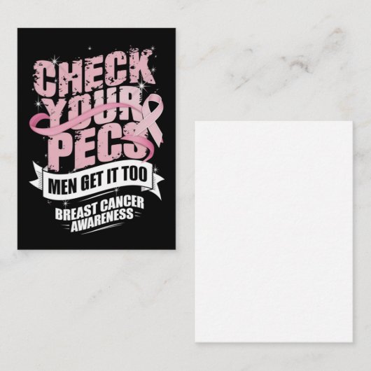 Controleer uw PECS-Mannen Borstkanker Bewustzijn Notitiekaartje (Voorkant / Achterkant)