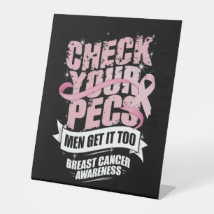 Controleer uw PECS-Mannen Borstkanker Bewustzijn Reclamebord Met Voetstuk