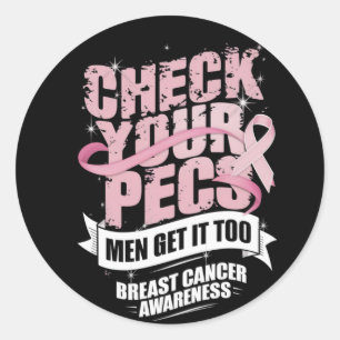Controleer uw PECS-Mannen Borstkanker Bewustzijn Ronde Sticker